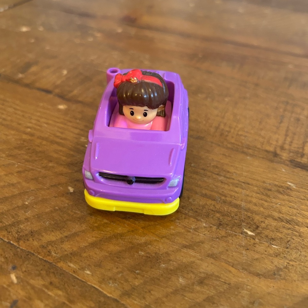 Fisher Price Little People Mia purple car wheelie as is